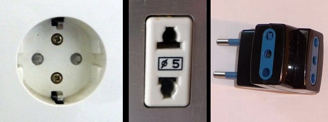 adattatore da tre a due poli per le prese prive del buco di terra centrale